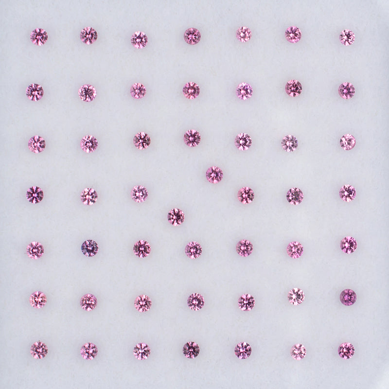 1.50mm Pink Sapphire Colored Gemstone Melee Parcel Top View White Background