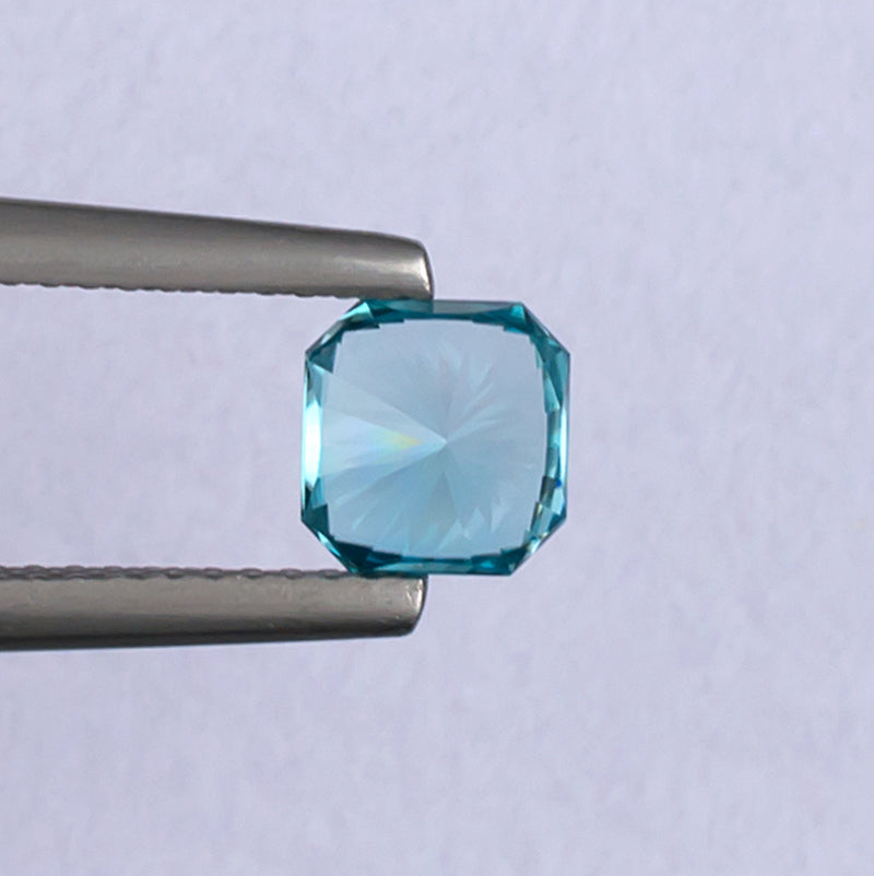 1.54ct Blue Zircon Colored Gemstone Bottom View White Background
