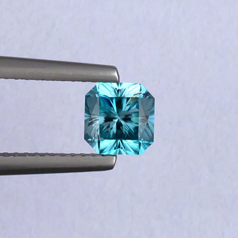 1.54ct Blue Zircon Colored Gemstone Top View White Background