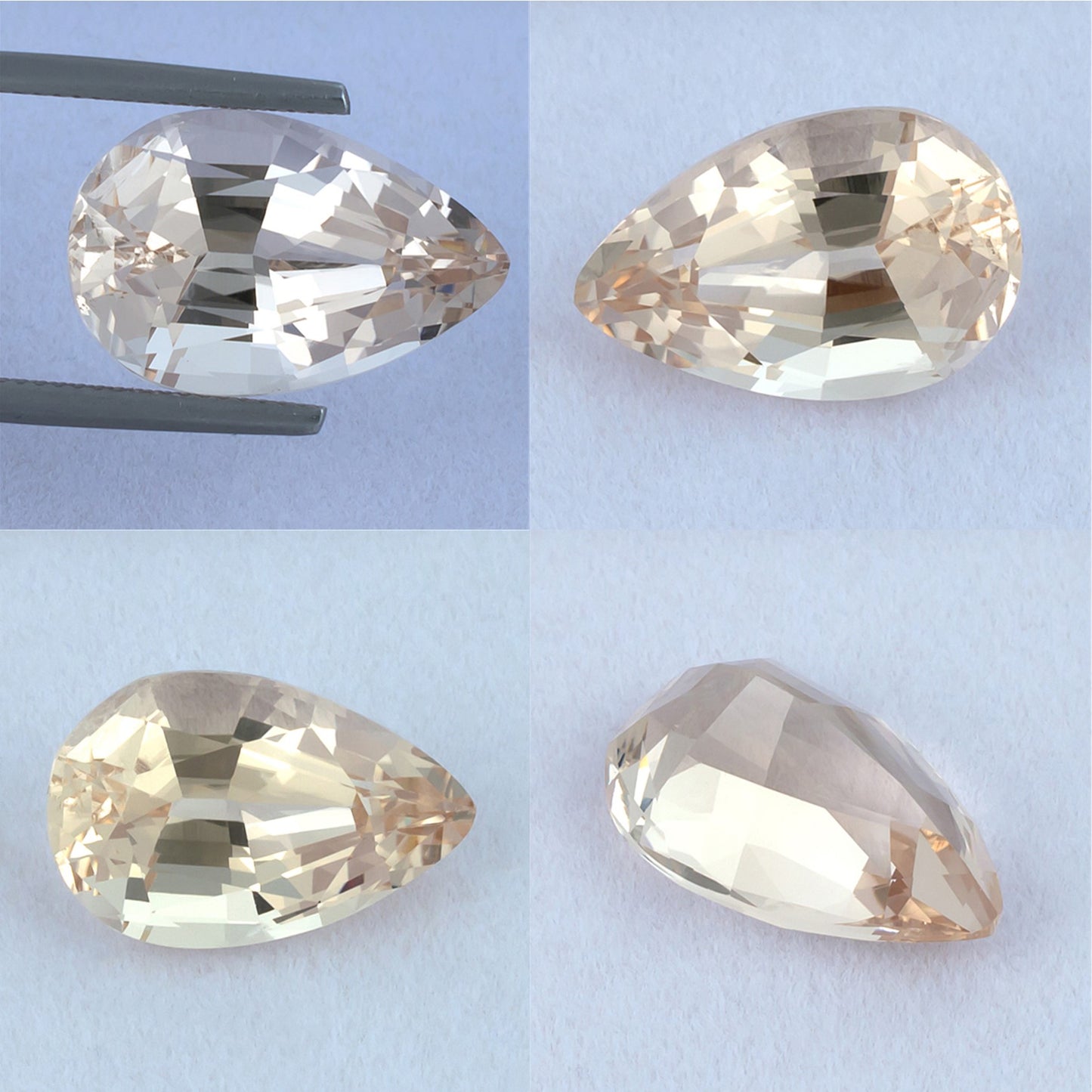 12.64ct Morganite Colored Gemstone White Background Collage