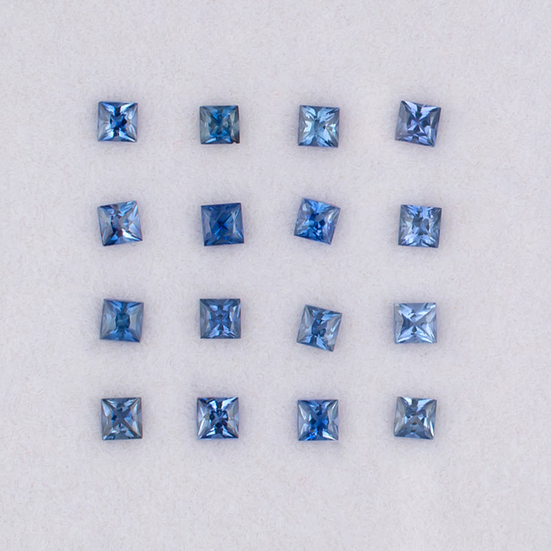 2.00mm Blue Sapphire Colored Gemstone Melee Parcel Top View White Background