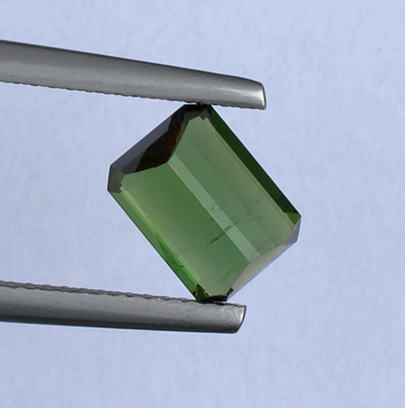 2.05ct Green Tourmaline Colored Gemstone Bottom View White Background