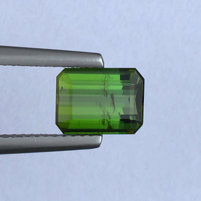 2.05ct Green Tourmaline Colored Gemstone Top View White Background