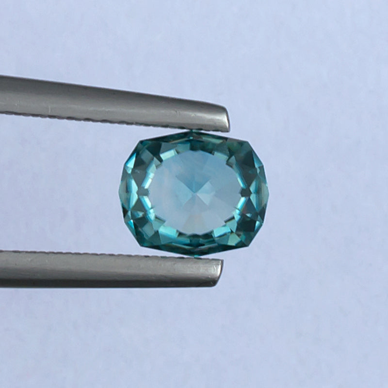 2.19ct Blue Zircon Colored Gemstone Bottom View White Background
