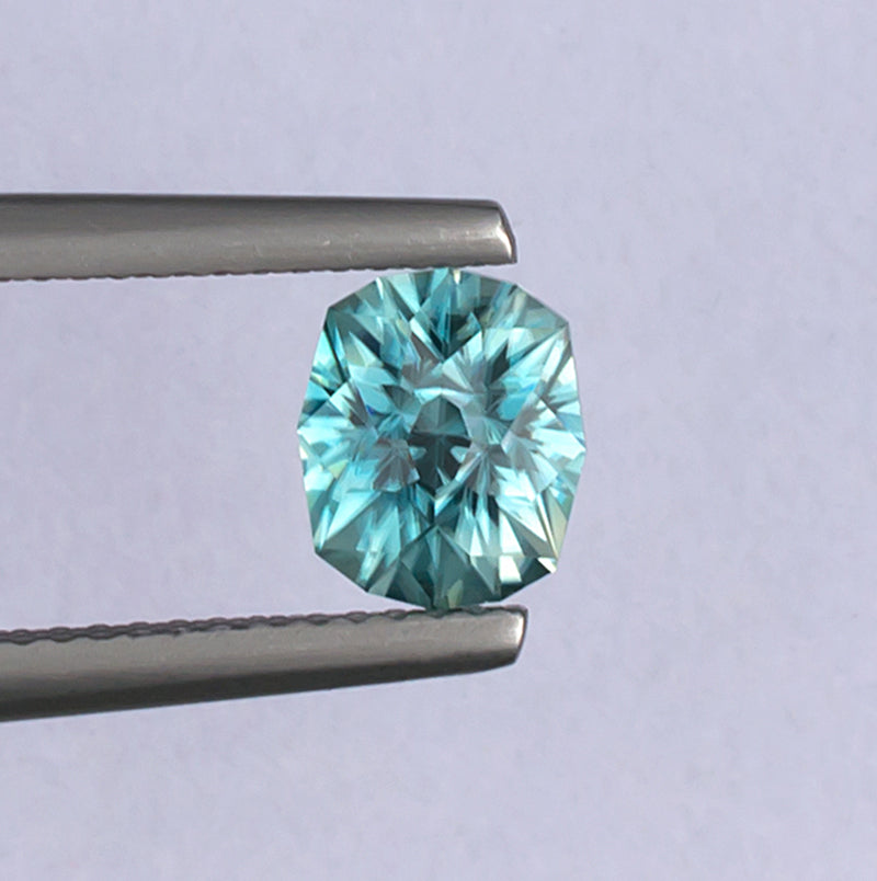 2.19ct Blue Zircon Colored Gemstone Top View White Background