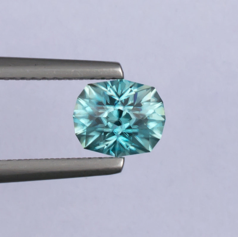 2.19ct Blue Zircon Colored Gemstone Top View White Background