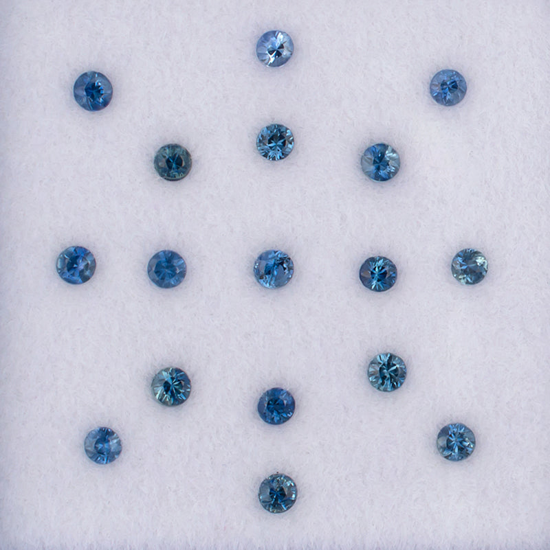 2.20mm Blue Sapphire Colored Gemstone Melee Parcel Top View White Background