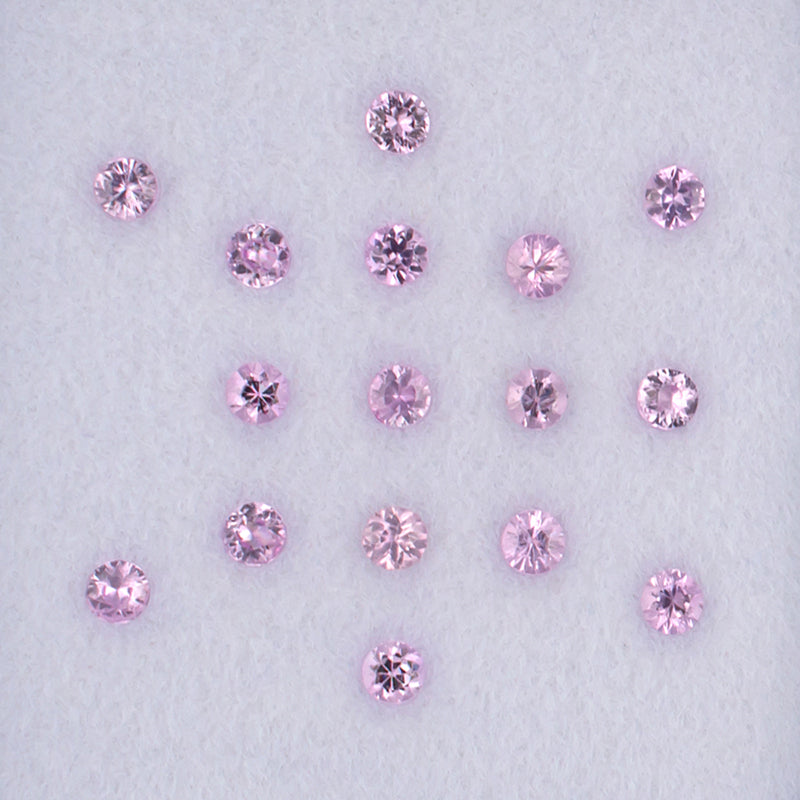 2.30mm Pink Sapphire Colored Gemstone Melee Parcel Top View White Background