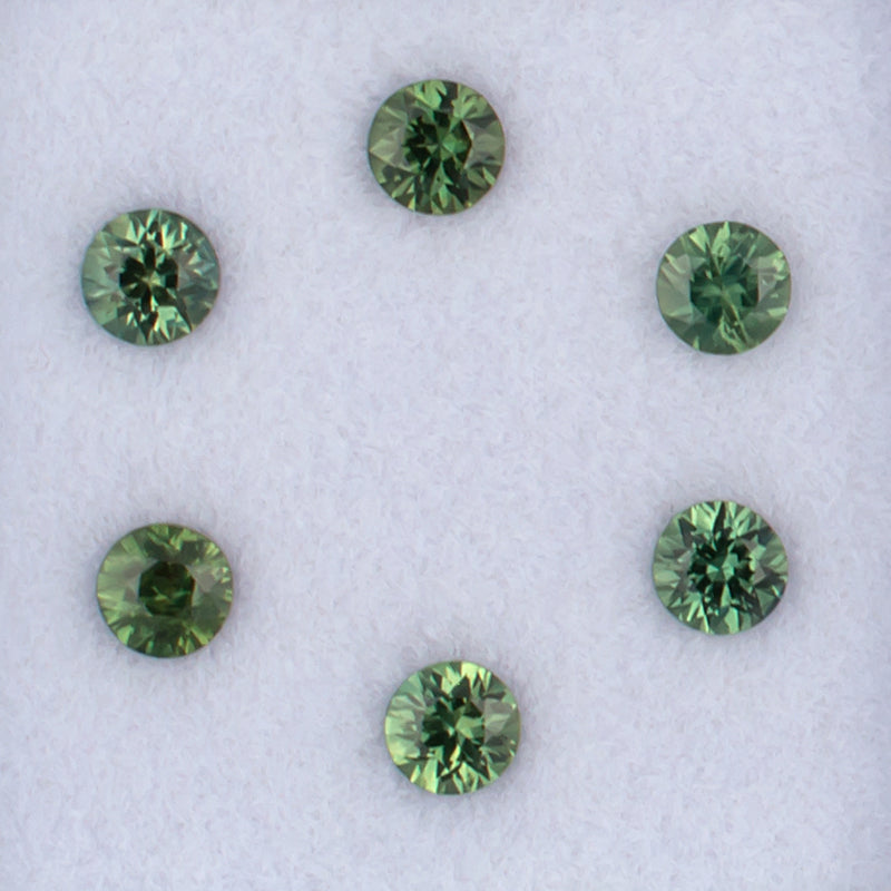 3.20mm Green Sapphire Colored Gemstone Melee Parcel Top View White Background
