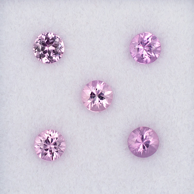 3.30mm Pink Sapphire Colored Gemstone Melee Parcel Top View White Background