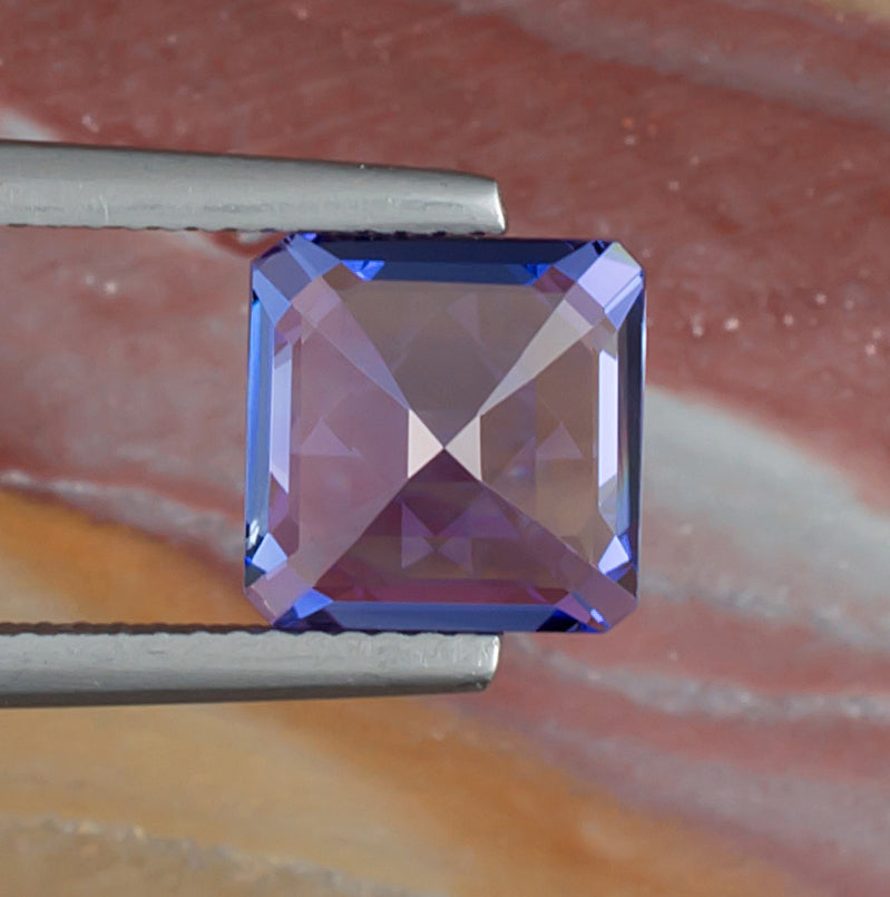3.39ct Tanzanite Colored Gemstone Bottom View Natural Background