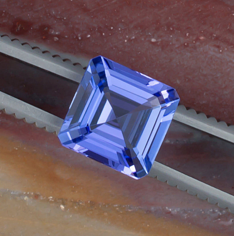 3.39ct Tanzanite Colored Gemstone Top View Natural Background