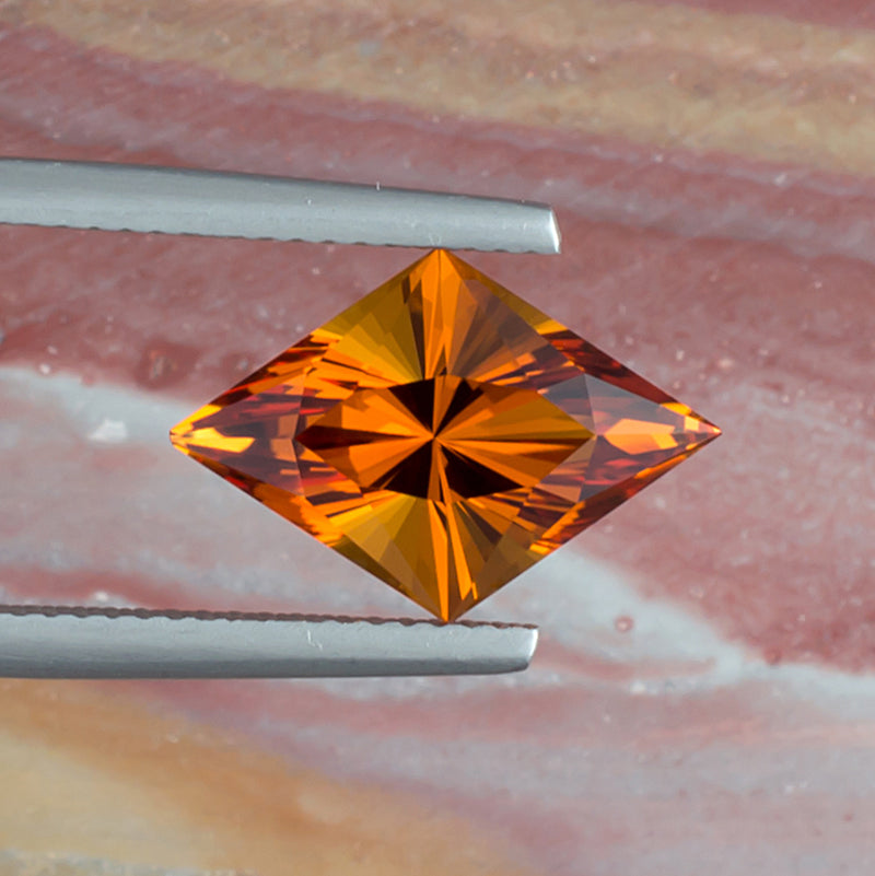 3.52ct Citrine Colored Gemstone Top View Natural Background