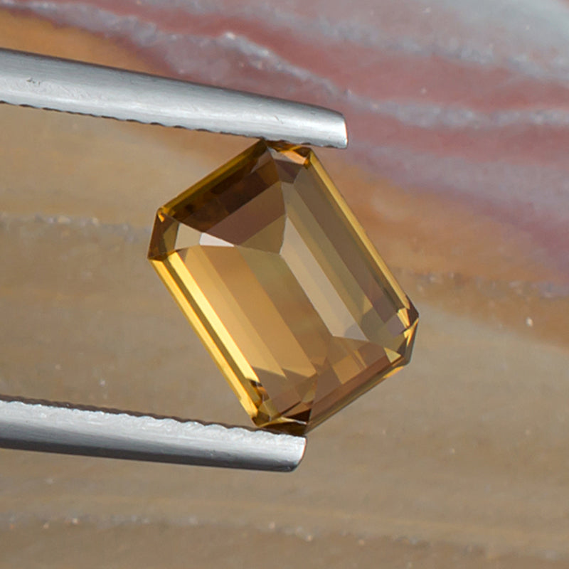 3.73ct Yellow Zircon Colored Gemstone Bottom View Natural Background