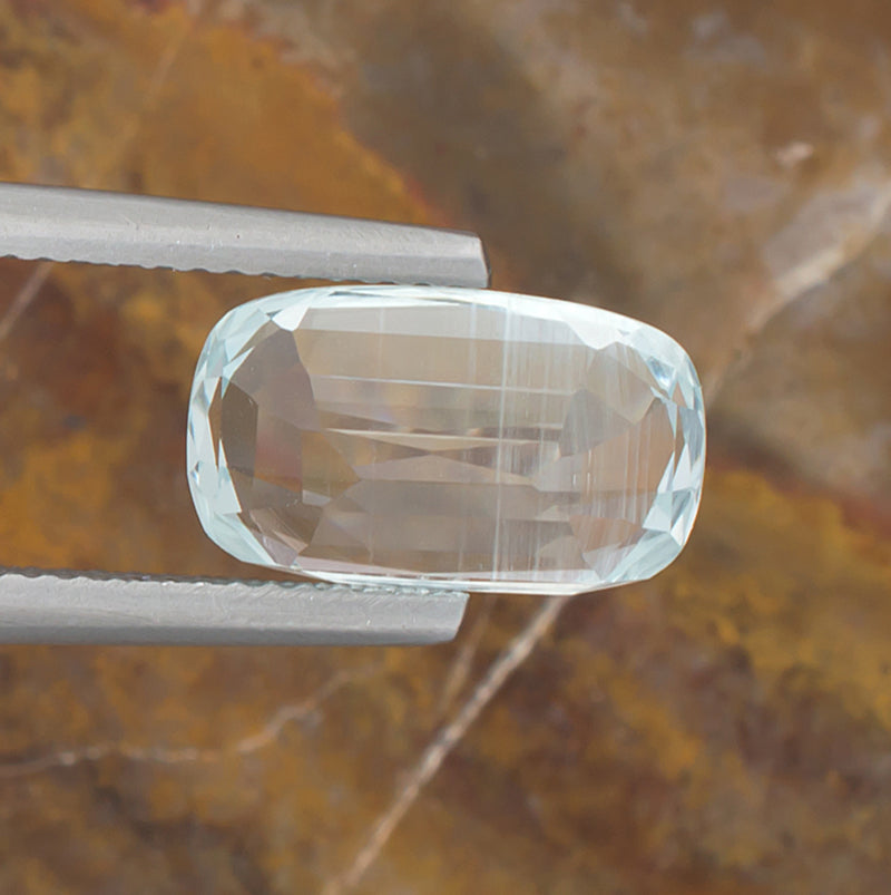 4.55ct Aquamarine Colored Gemstone Bottom View Natural Background