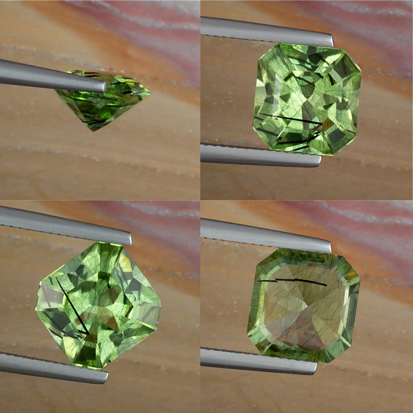 4.99ct Peridot Colored Gemstone with Rutile Inclusions Collage II