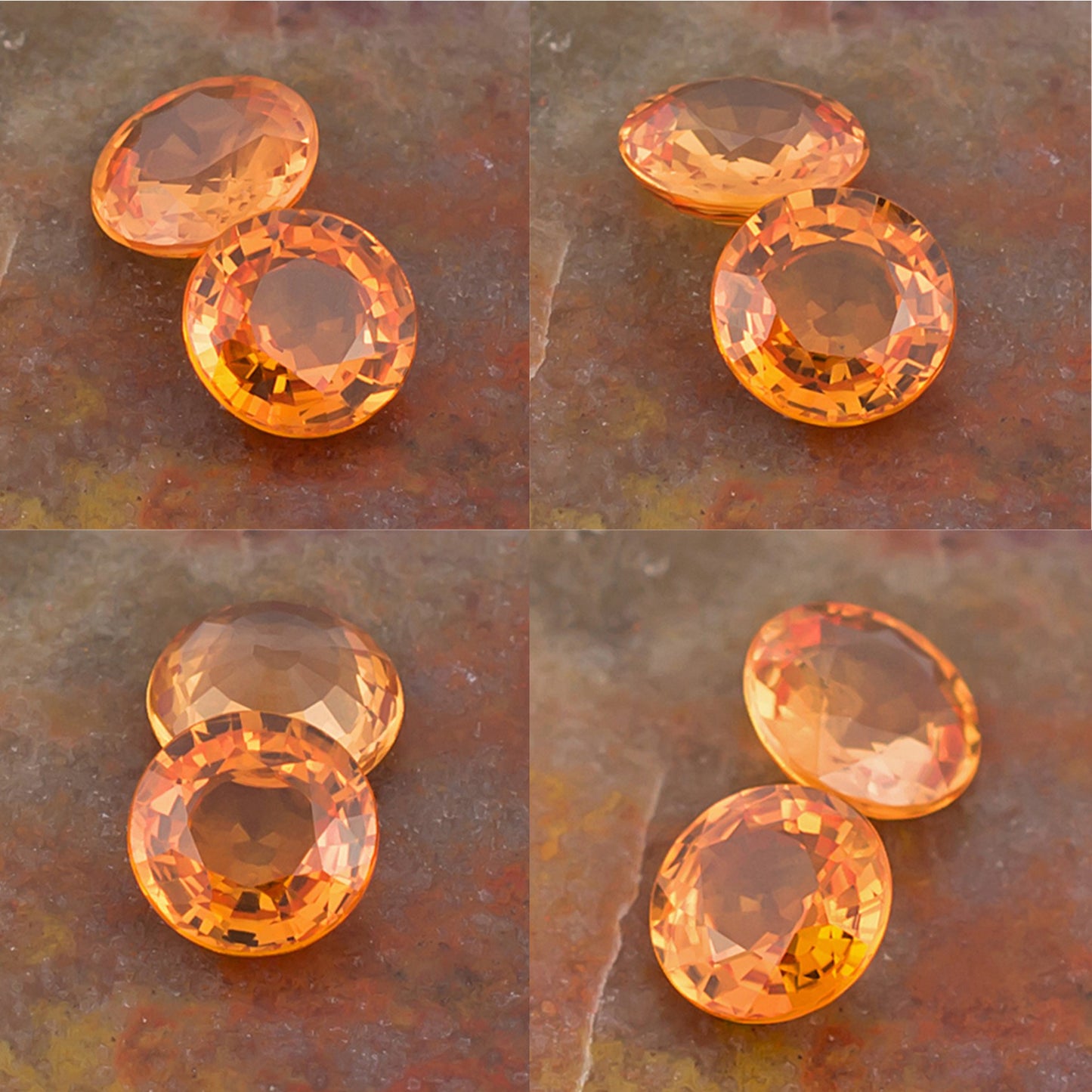 5.00mm Orange Sapphire Colored Gemstone Pair Collage
