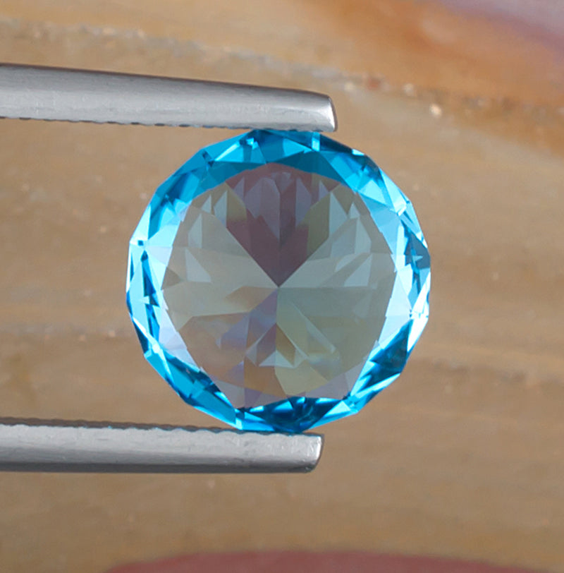 5.13ct Blue Topaz Colored Gemstone Bottom View Natural Background