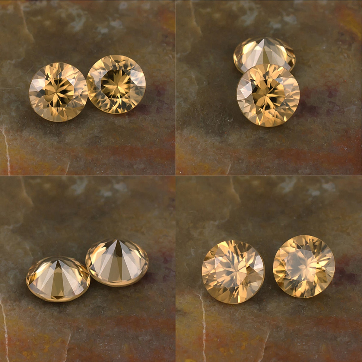 5.50mm Golden Zircon Colored Gemstone Pair Collage