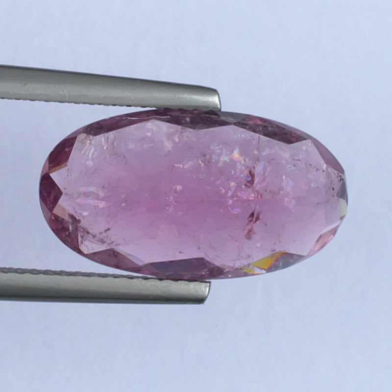 6.92ct Pink Tourmaline Colored Gemstone Bottom View White Background