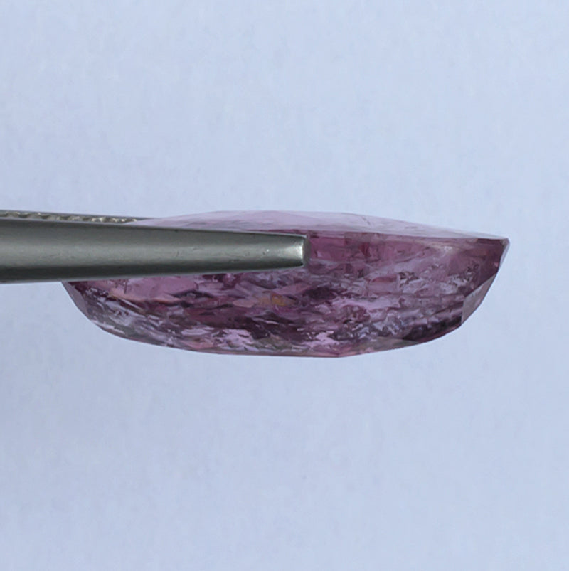 6.92ct Pink Tourmaline Colored Gemstone Side View White Background