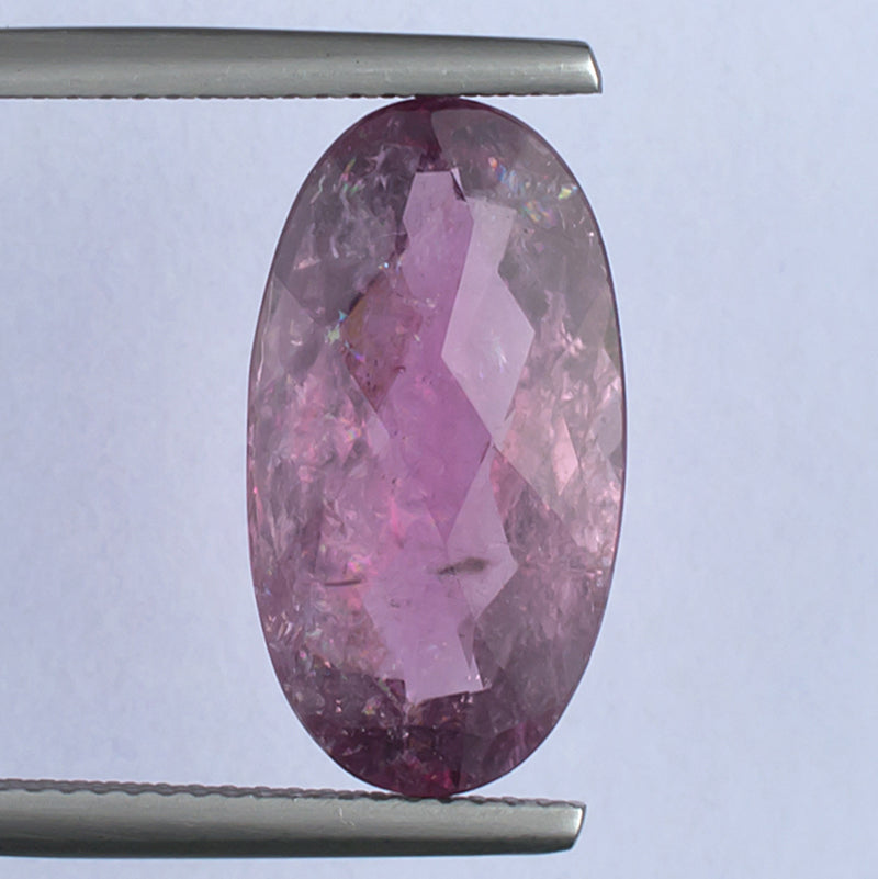 6.92ct Pink Tourmaline Colored Gemstone Top View White Background