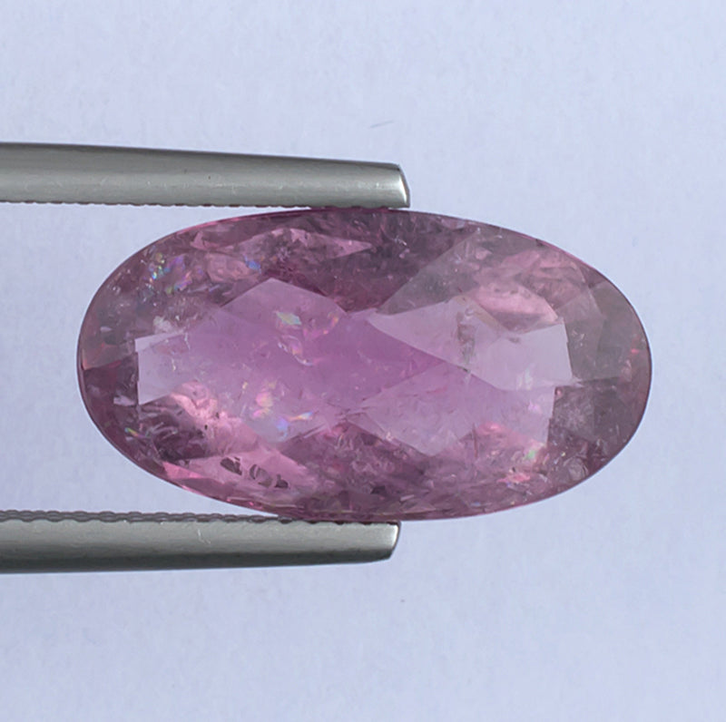 6.92ct Pink Tourmaline Colored Gemstone Top View White Background