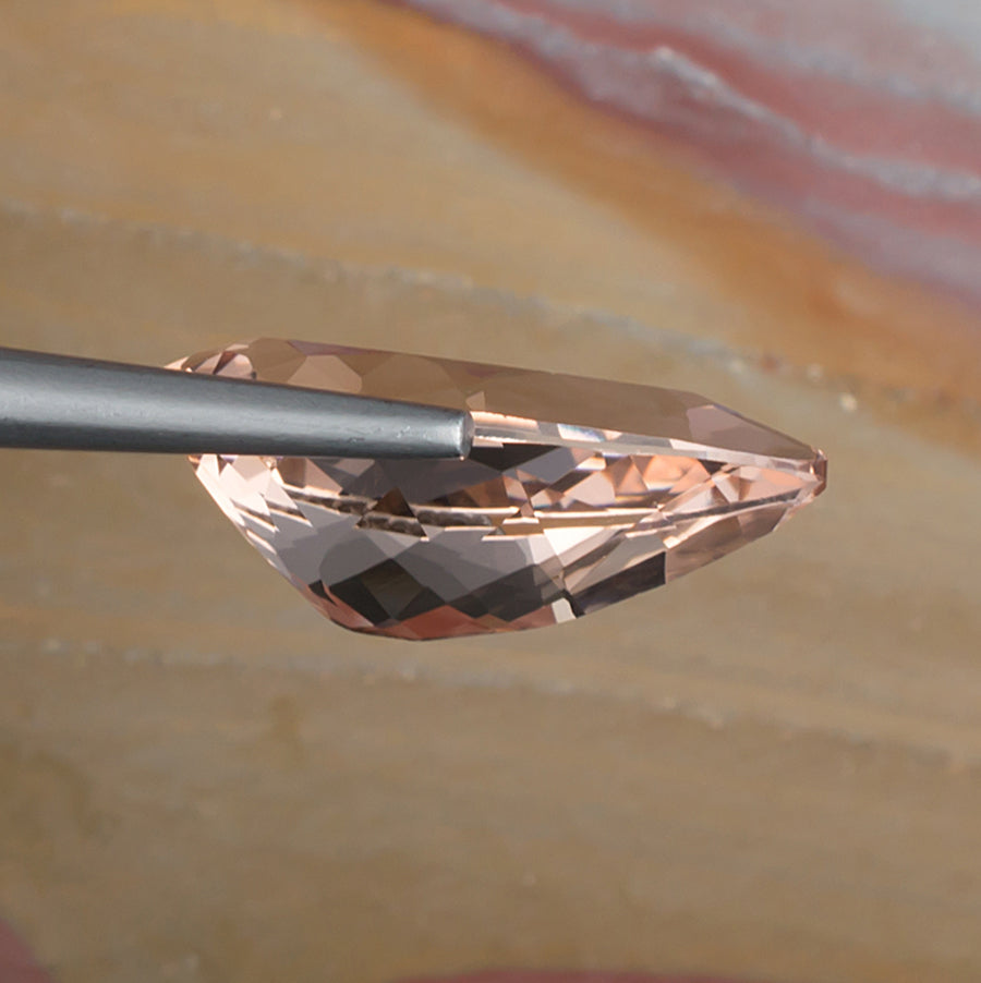7.12ct Morganite Colored Gemstone Side View Natural Background