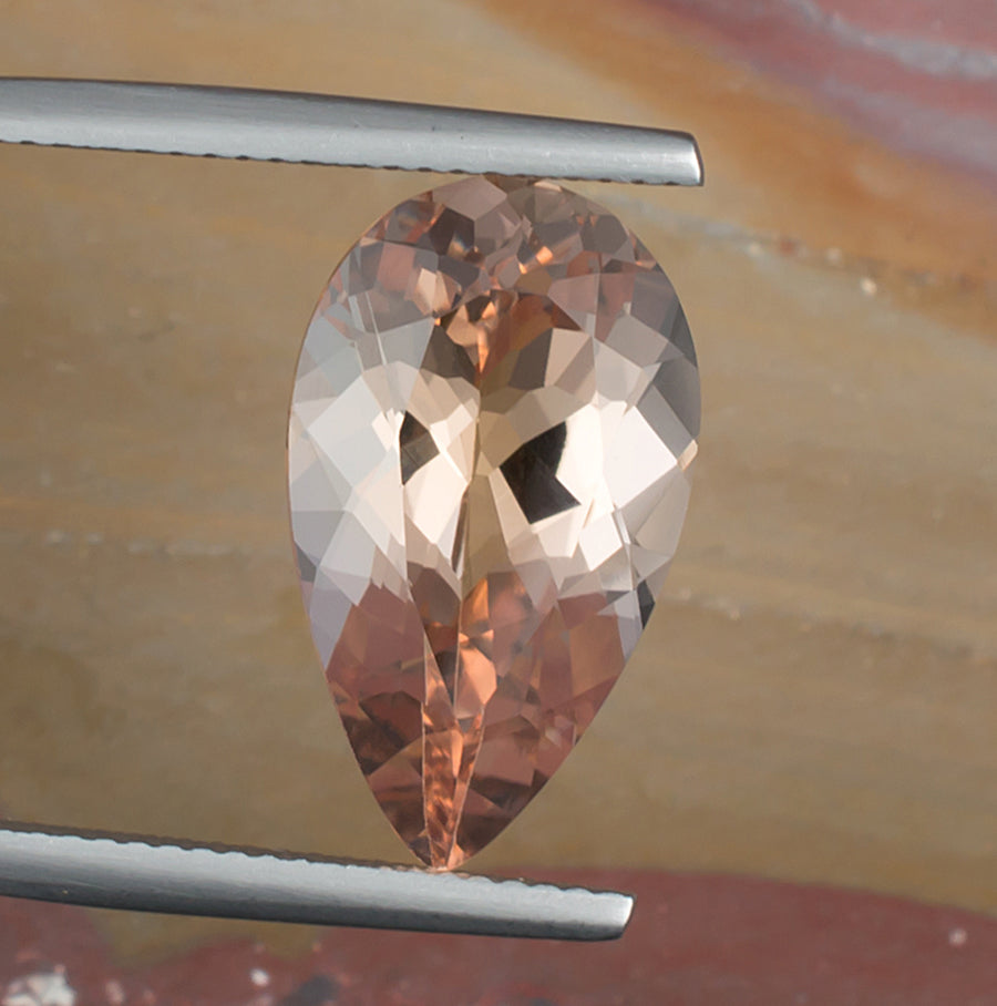 7.12ct Morganite Colored Gemstone Top View Natural Background