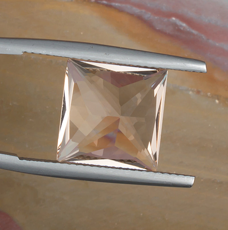 7.37ct Morganite Colored Gemstone Bottom View Natural Background