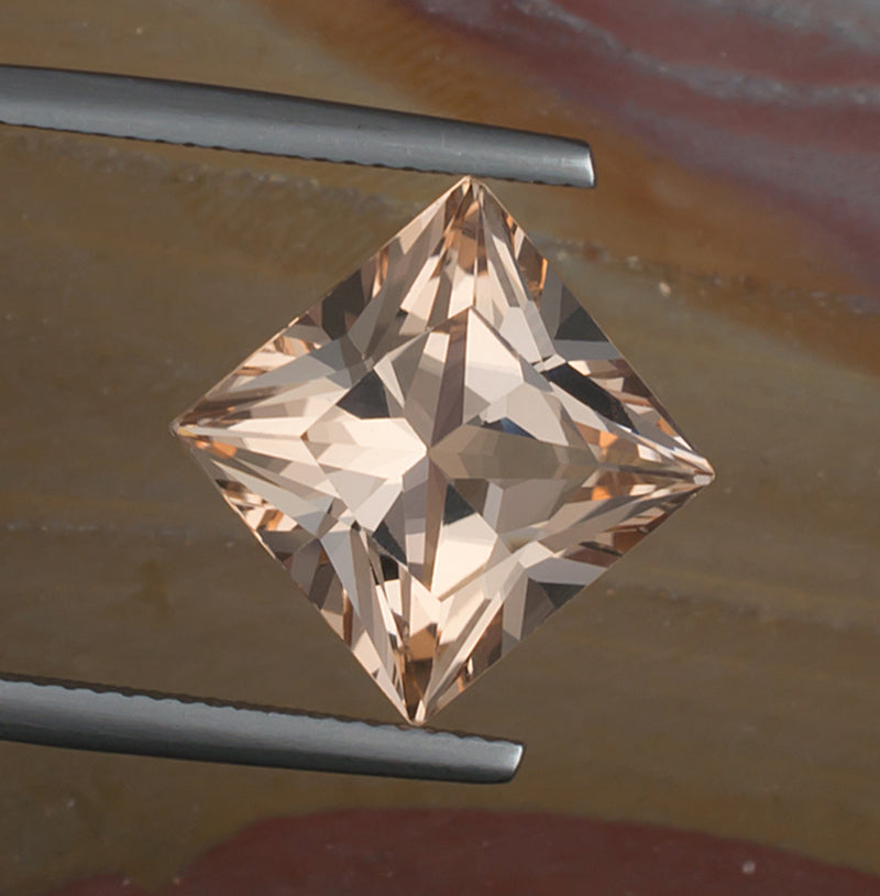 7.37ct Morganite Colored Gemstone Top View Natural Background