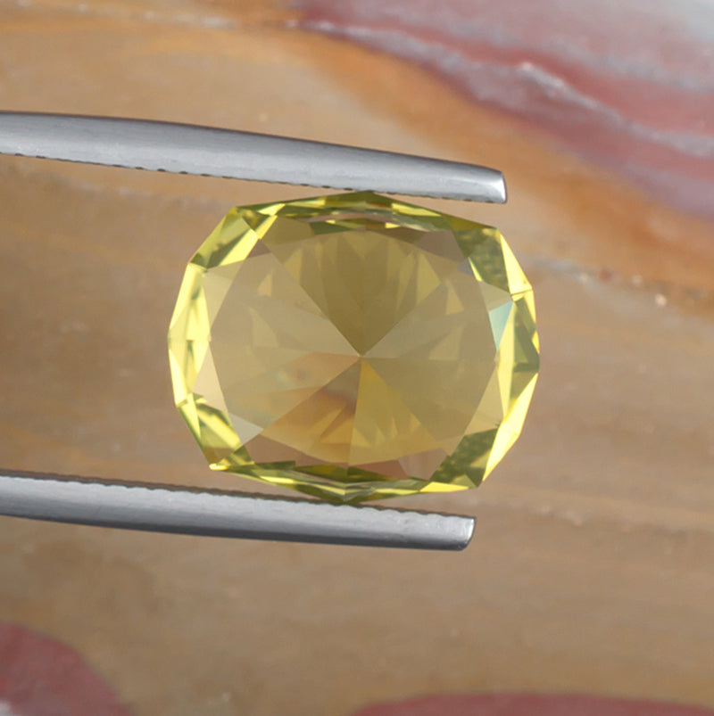 8.13ct Citrine Colored Gemstone Bottom View Natural Background