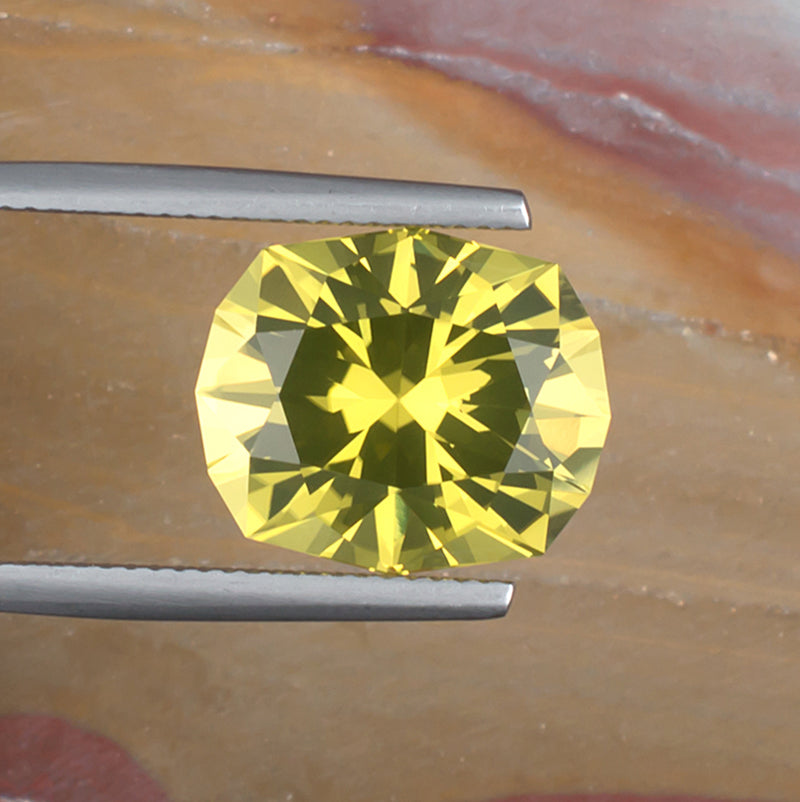 8.13ct Citrine Colored Gemstone Top View Natural Background
