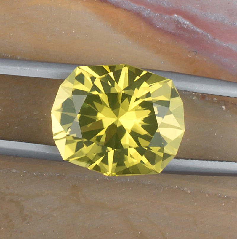 8.13ct Citrine Colored Gemstone Top View Natural Background