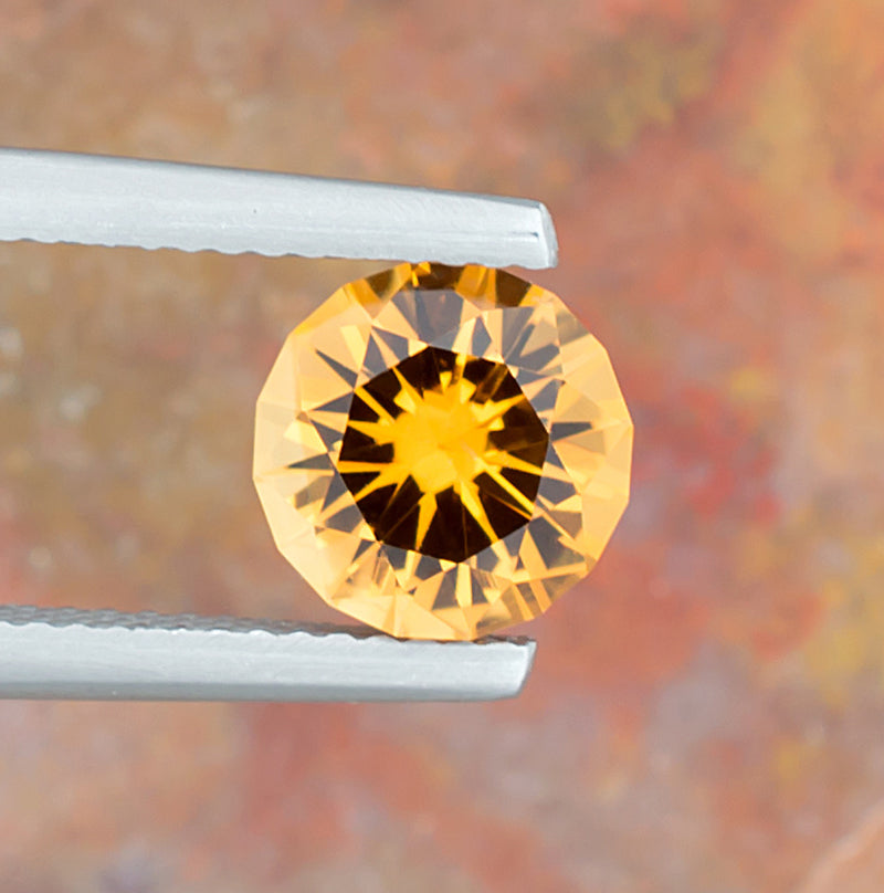 Citrine Colored Gemstone Top View Natural Background
