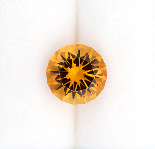 Citrine Colored Gemstone Top View White Background