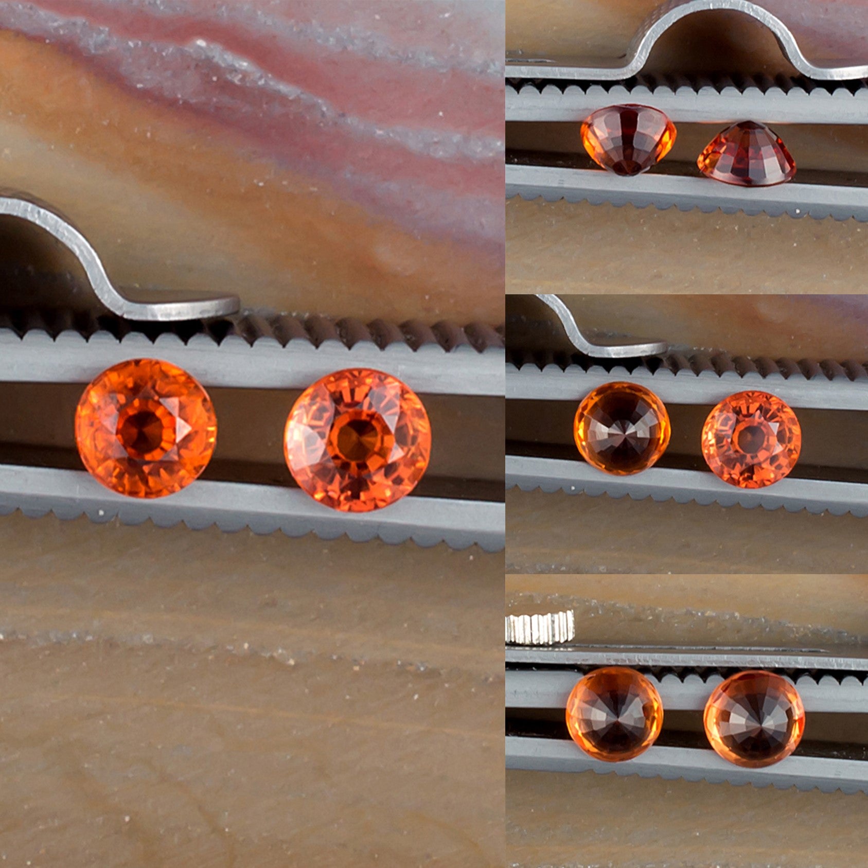 0.93twt Orange Sapphire Colored Gemstone Pair Collage I
