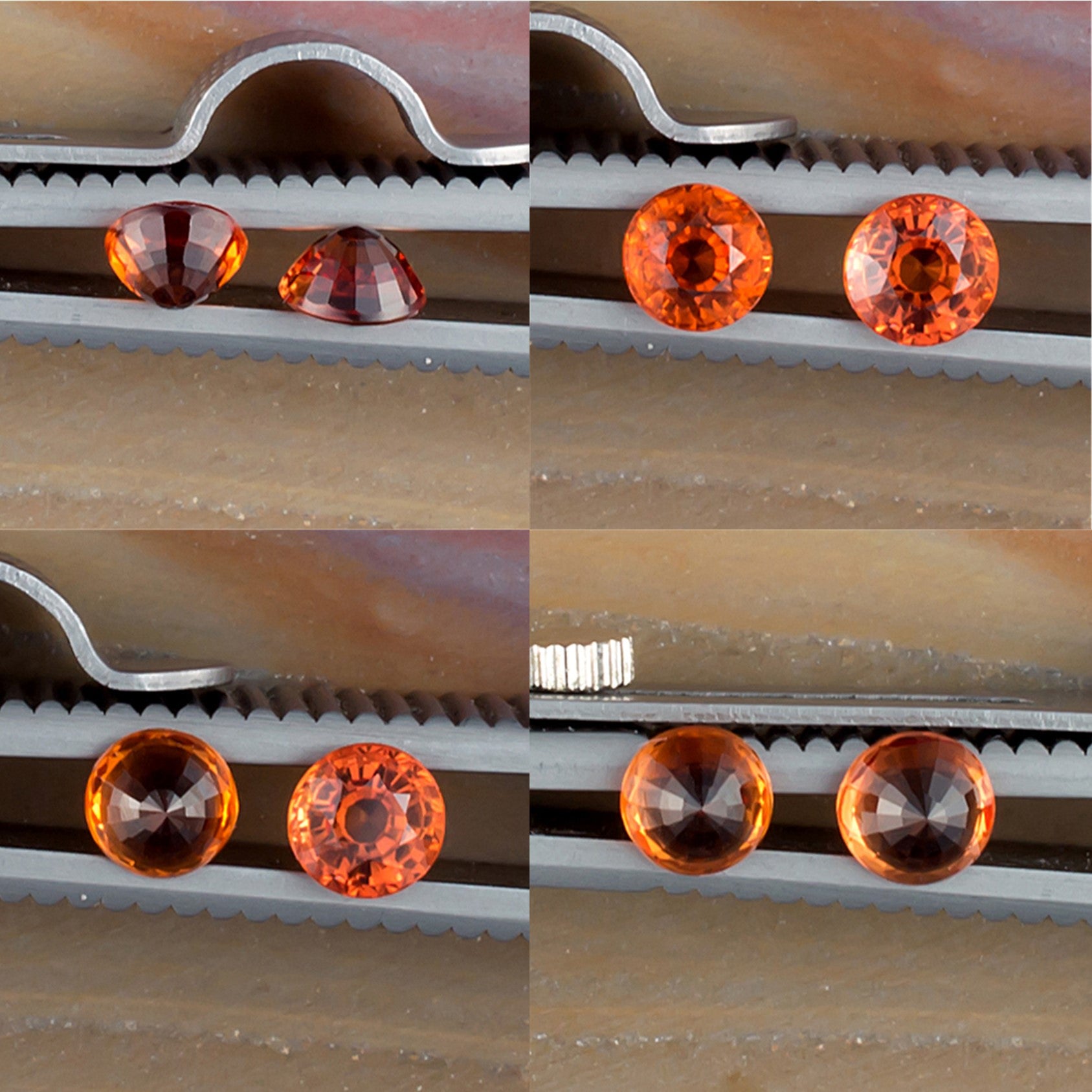 0.93twt Orange Sapphire Colored Gemstone Pair Collage II
