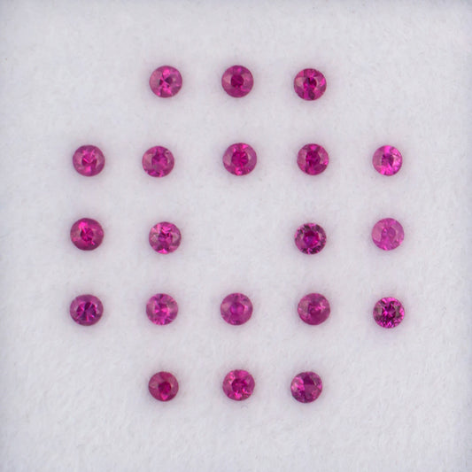 0.94twt Mogok Ruby Colored Gemstone Melee Parcel Top View White Background 
