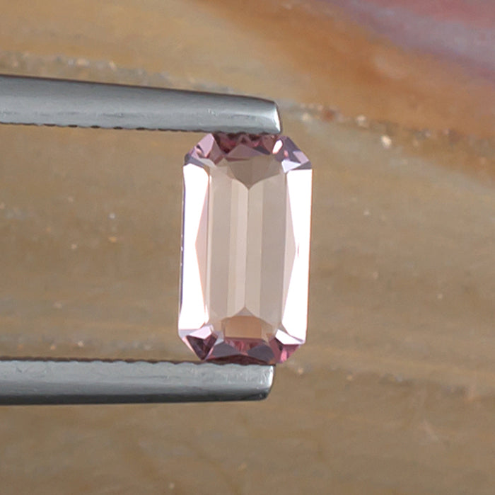 1.01ct Morganite Colored Gemstone Bottom View Natural Background 
