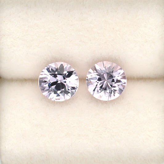 1.03twt Pink Sapphire Colored Gemstone Pair Top View White Background
