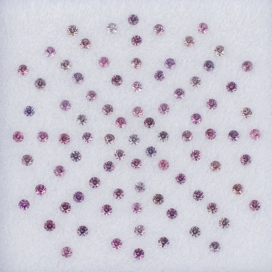 1.30mm Pink Sapphire Colored Gemstone Melee Parcel Top View White Background
