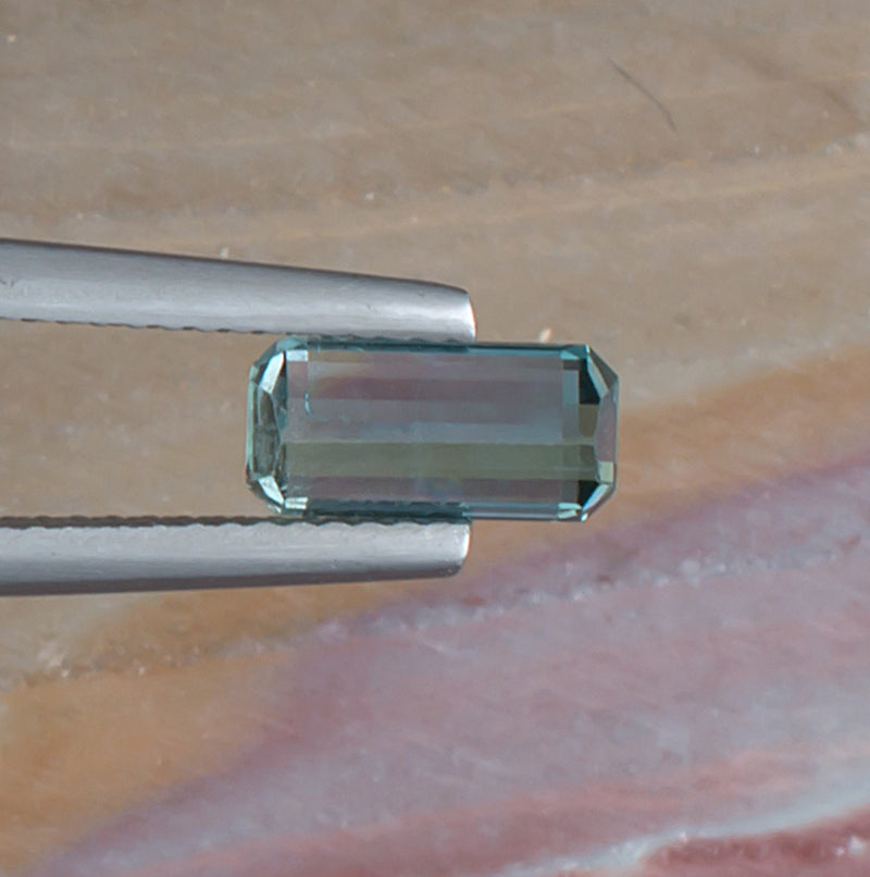 1.37ct Blue Green Tourmaline Colored Gemstone Bottom View Natural Gemstone
