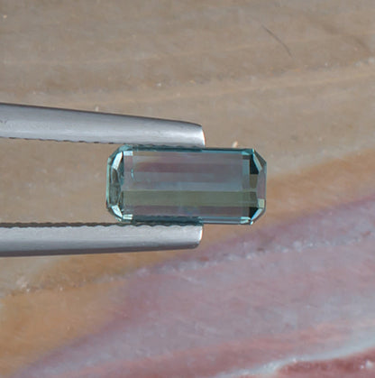 1.37ct Blue Green Tourmaline Colored Gemstone Bottom View Natural Gemstone
