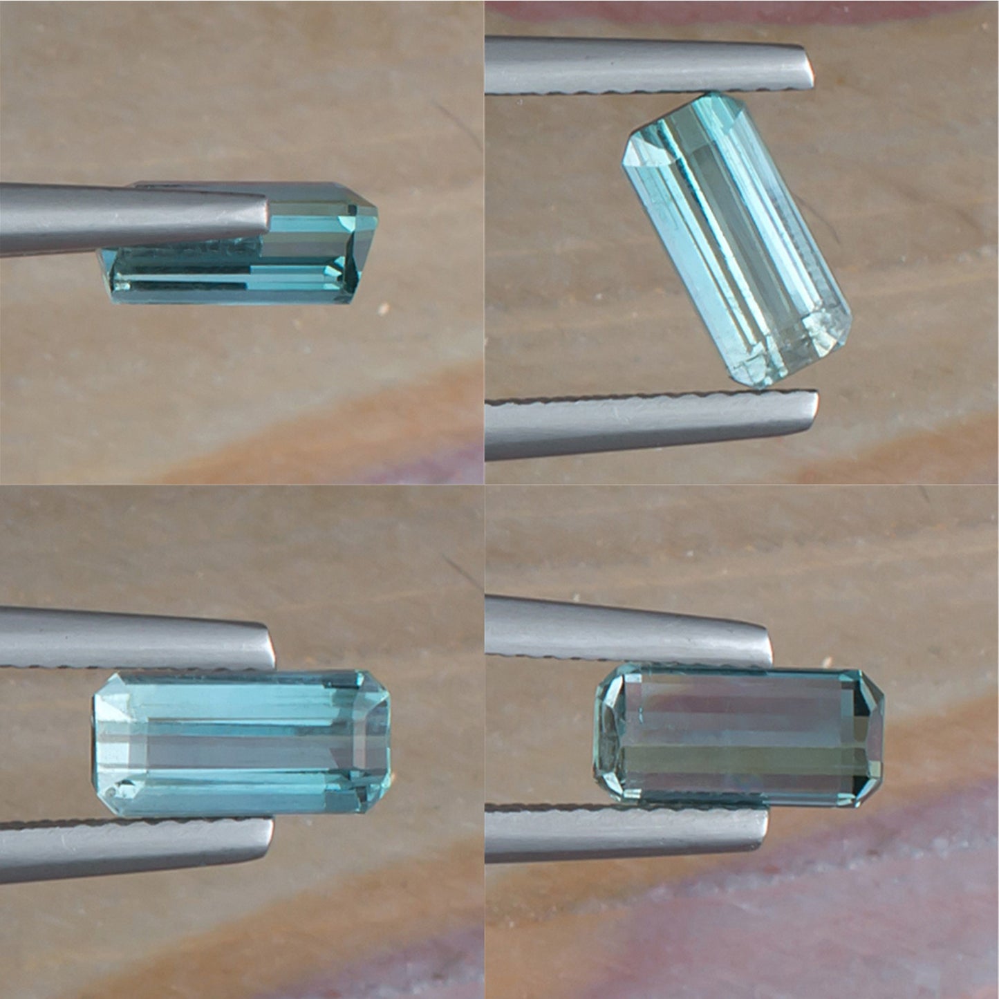 1.37ct Blue Green Tourmaline Colored Gemstone Collage II 
