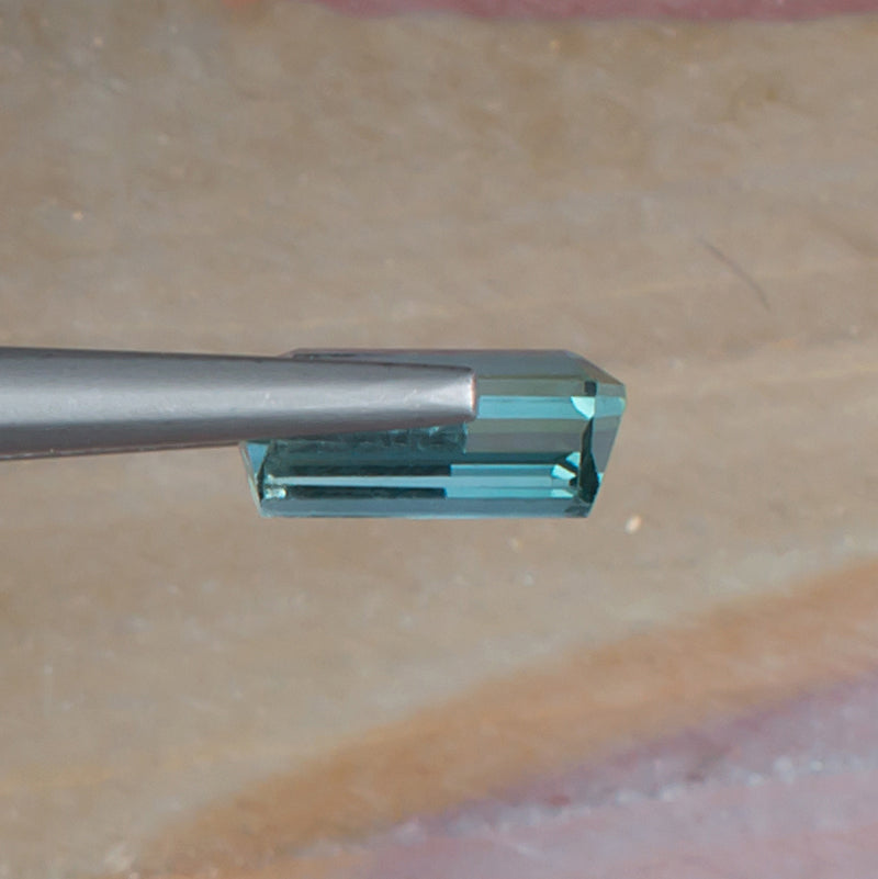 1.37ct Blue Green Tourmaline Colored Gemstone Side View Natural Gemstone 
