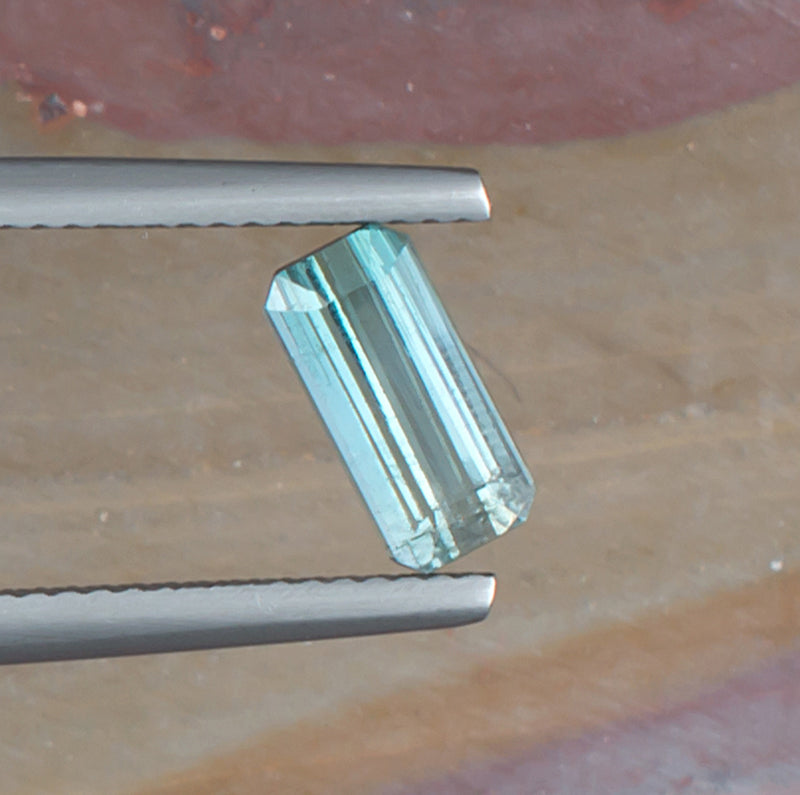 1.37ct Blue Green Tourmaline Colored Gemstone Top View Angle Natural Gemstone
