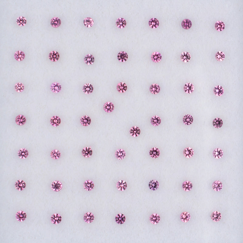 1.50mm Pink Sapphire Colored Gemstone Melee Parcel Top View White Background
