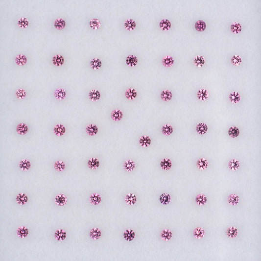 1.50mm Pink Sapphire Colored Gemstone Melee Parcel Top View White Background
