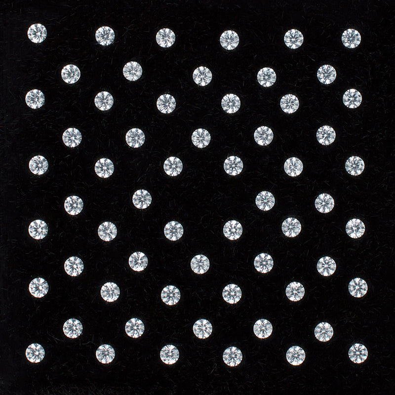 1.50mm White Topaz Gemstone Melee Parcel Top View Black Background
